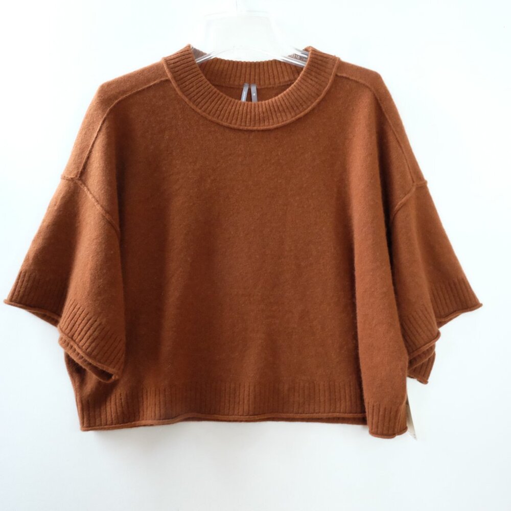 New ANTHROPOLOGIE Goldie Crew Neck Cashmere Sweater XS Copper Rust - Picture 2 of 7